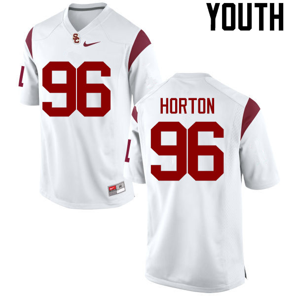 Youth #96 Wes Horton USC Trojans College Football Jerseys-White